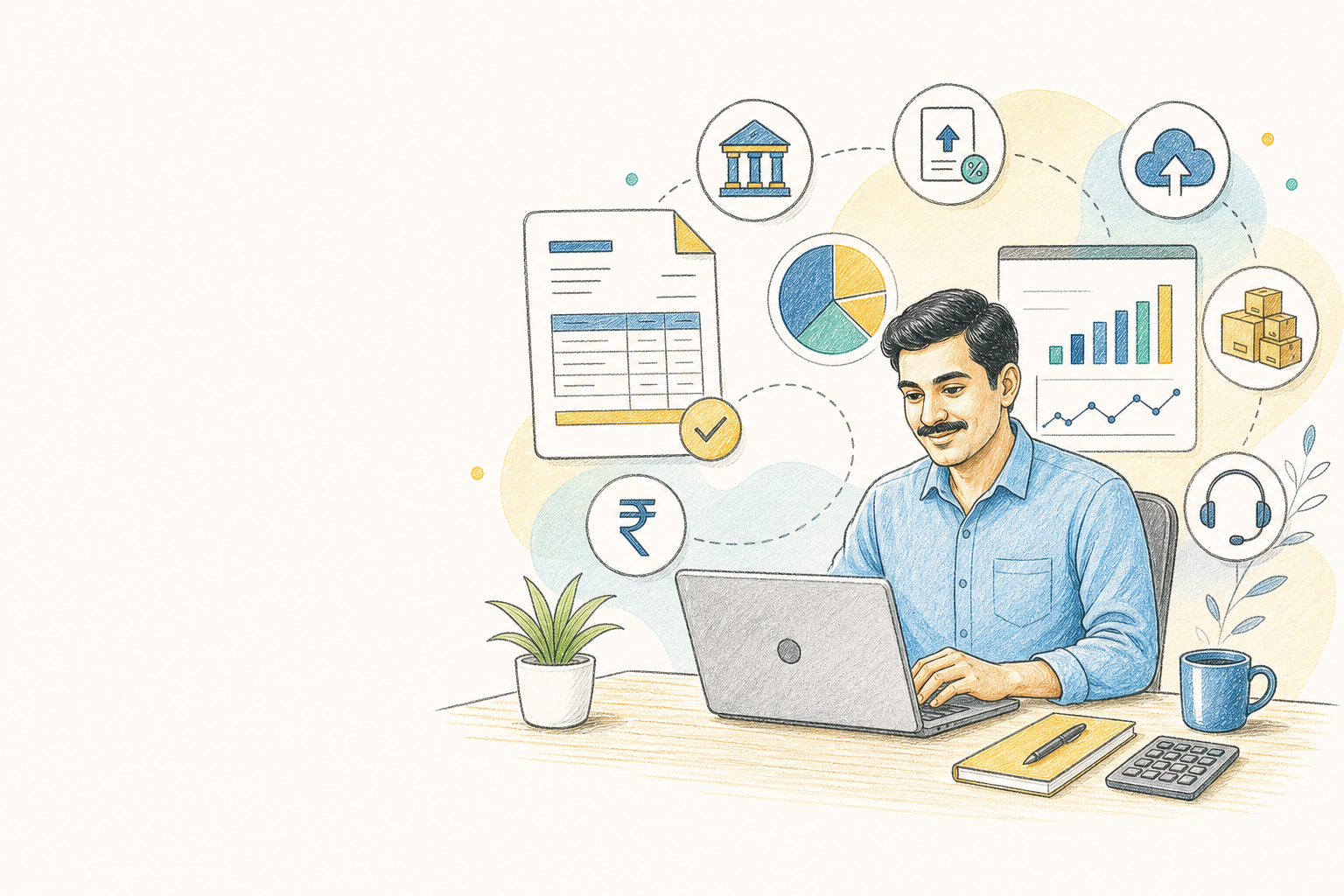 TallyPrime accounting workflow illustration